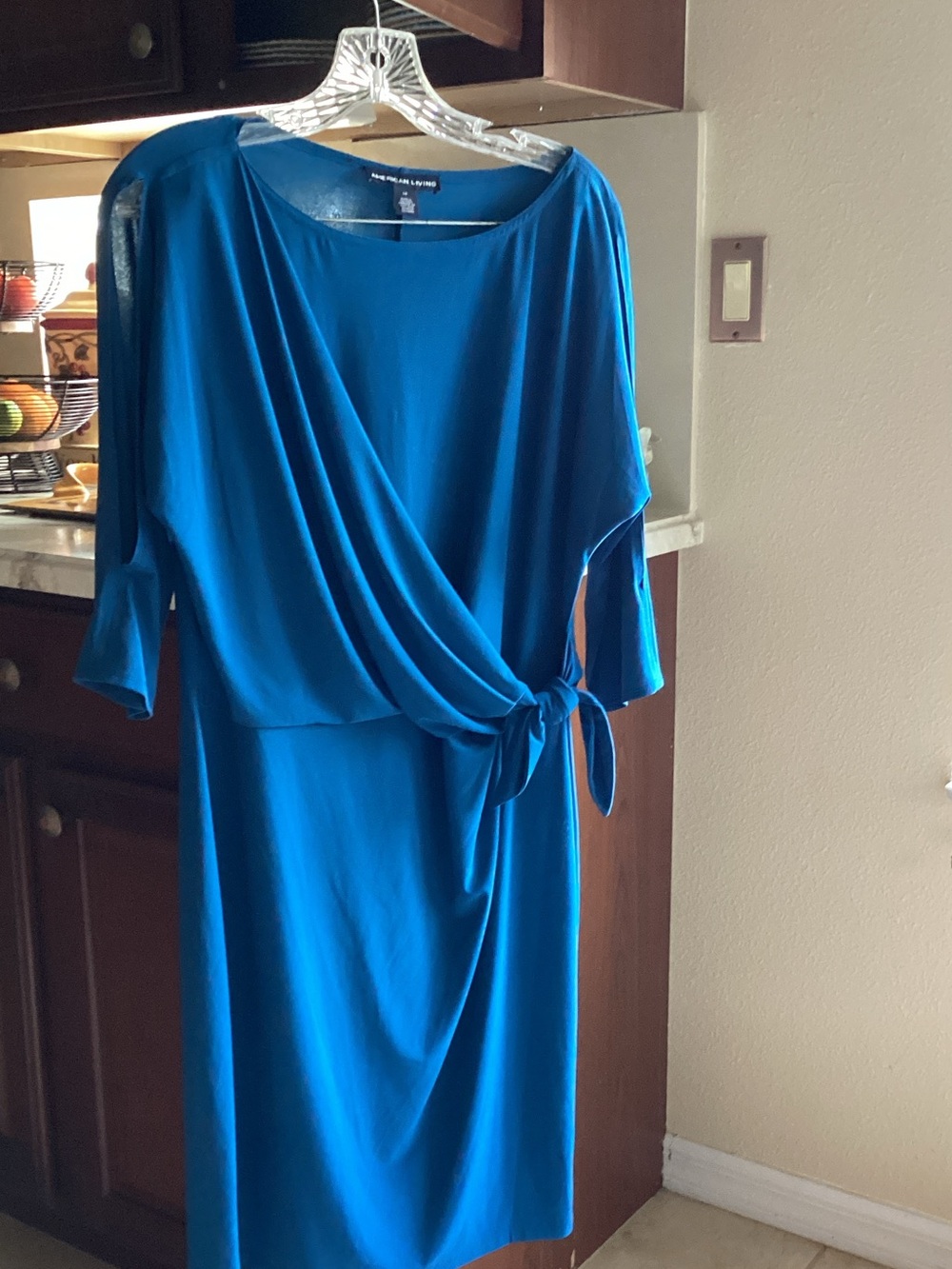 American Living Teal Wrap-Style Cold Shoulder Midi Dress